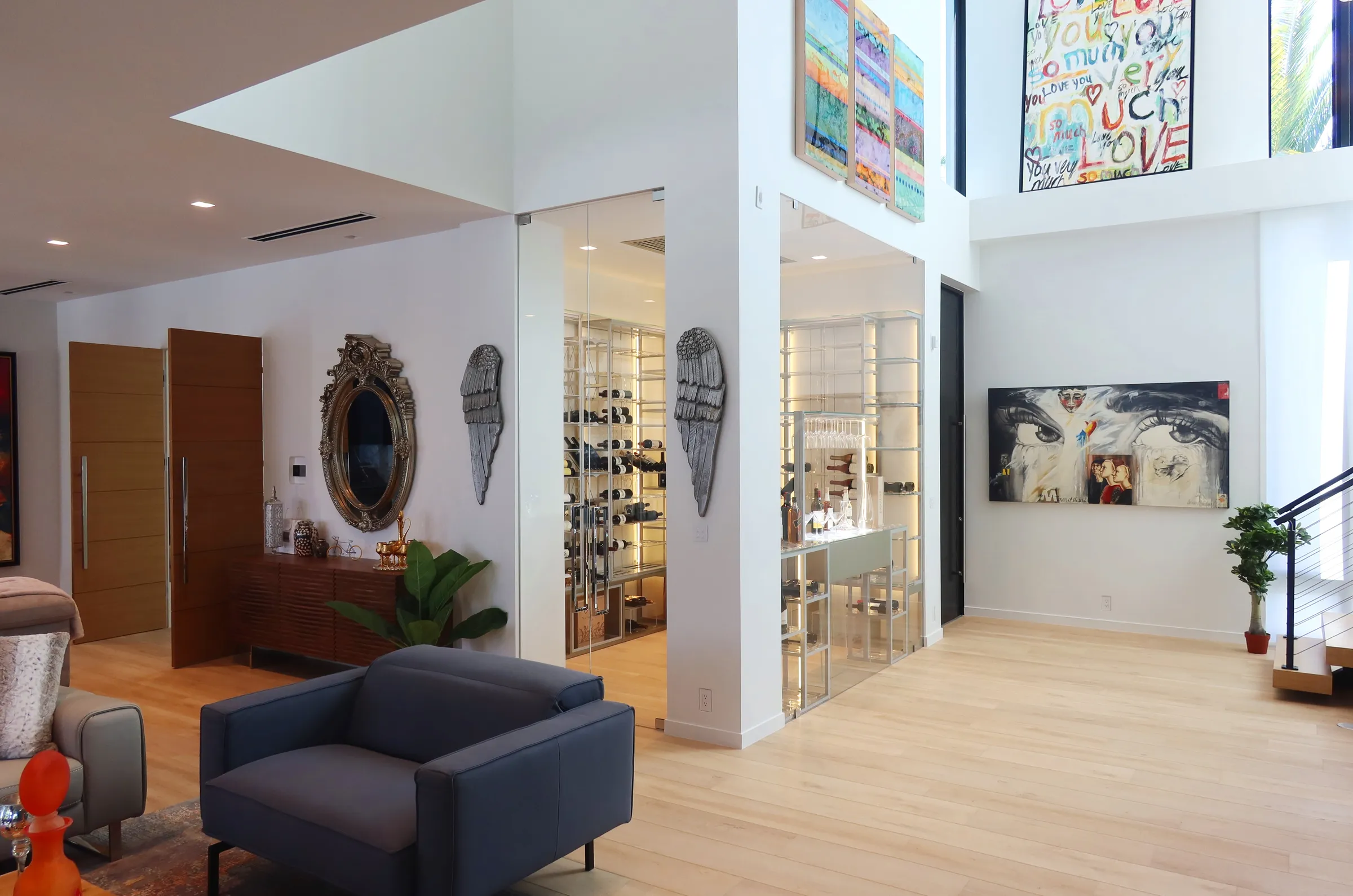 Modern wine room Boca Raton sophisticated aesthetics premium materials