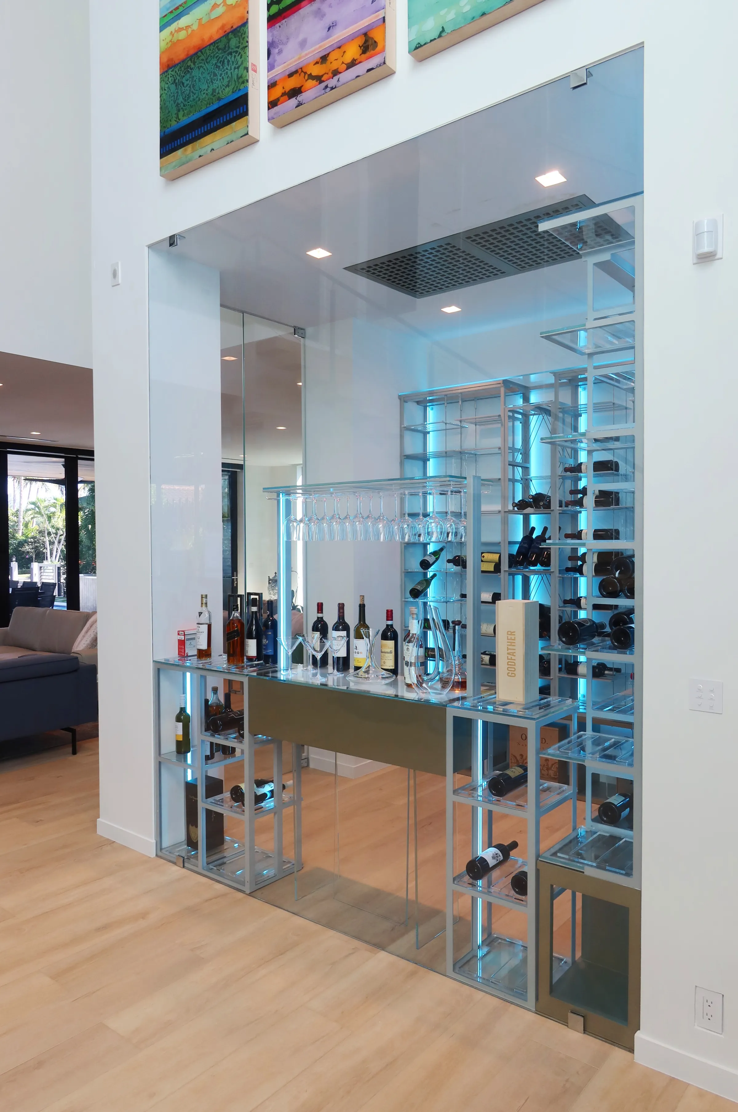 Modern wine room Boca Raton wine racks