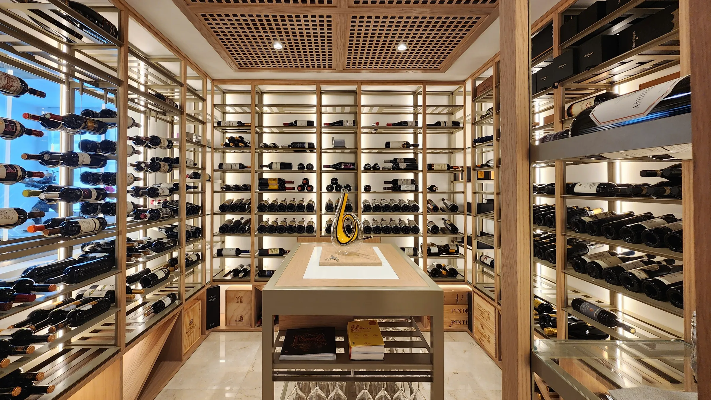 Luxury home wine cellar Florida contemporary wine room design Bella Vista