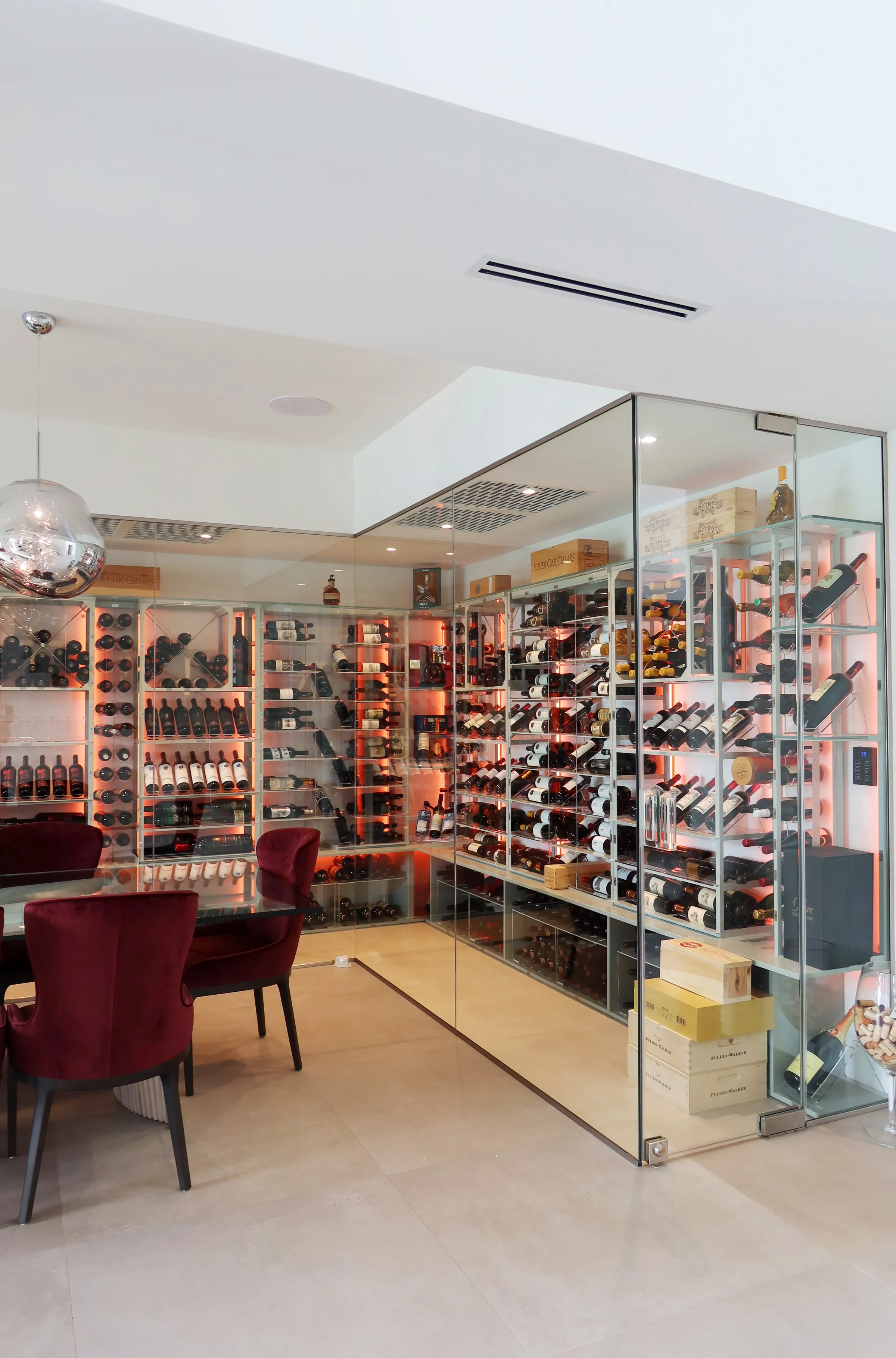 Modern Wine Cellar Miami FL — Stainless Steel