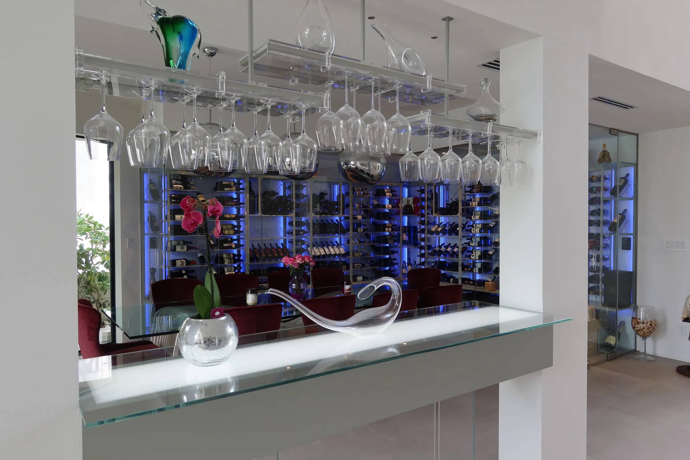 Modern wine cellar stainless steel Venetian elegant wine storage