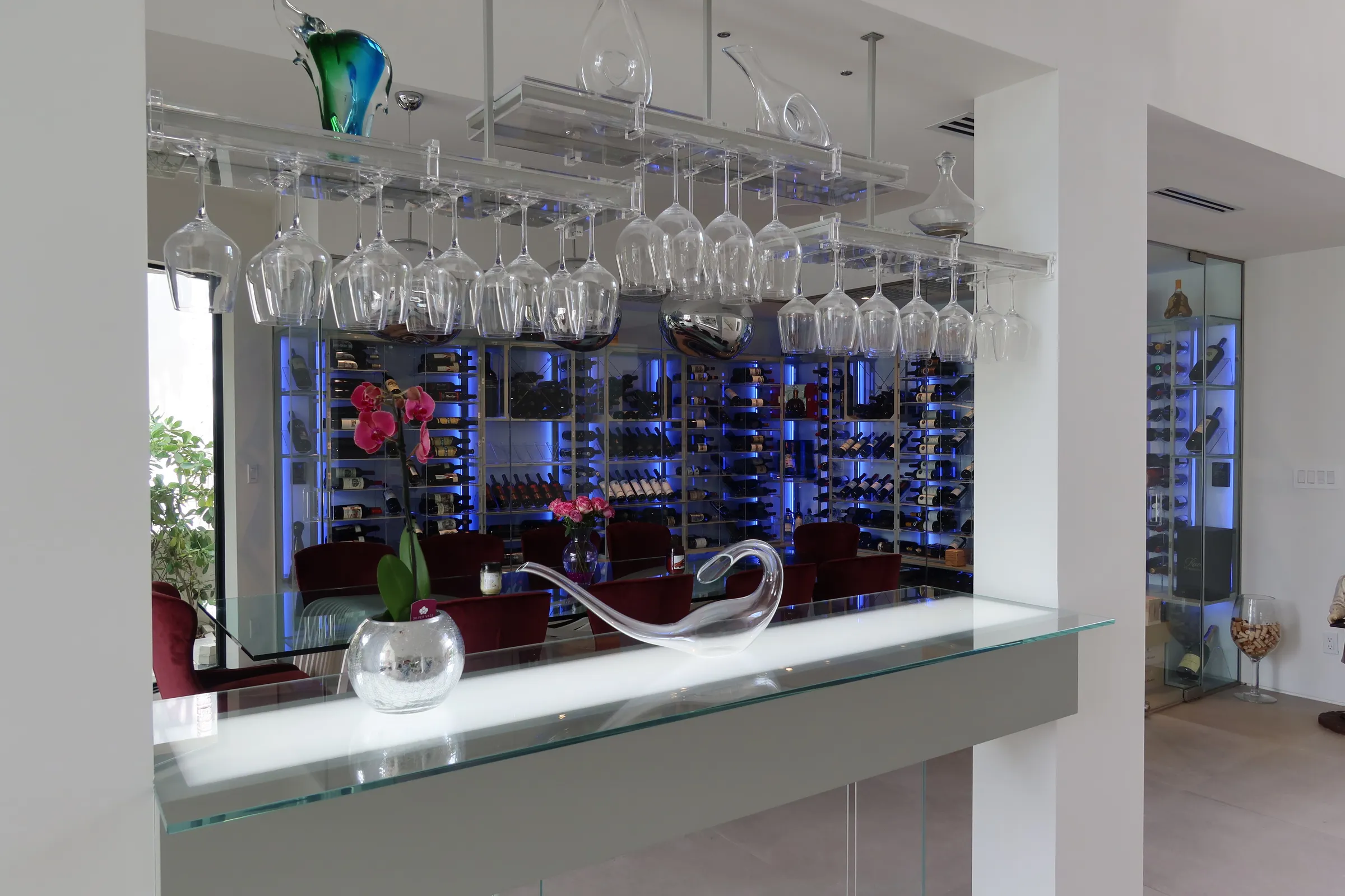 Modern wine cellar stainless steel Venetian elegant wine storage