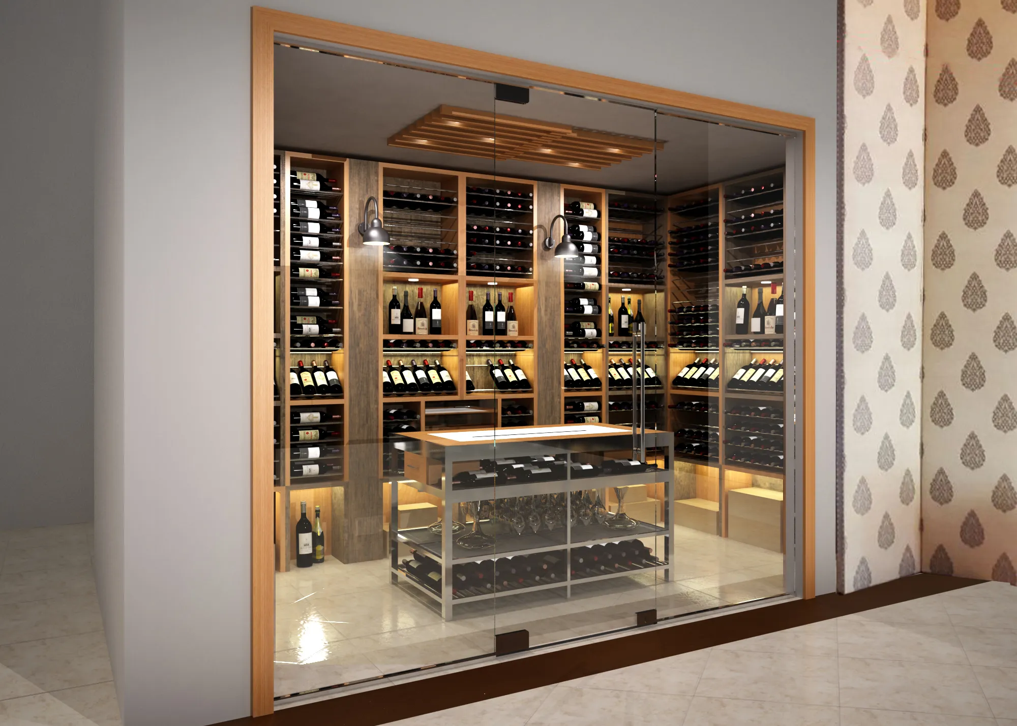 Palm Beach 1 - Transitional Wine Cellar Palm Beach FL