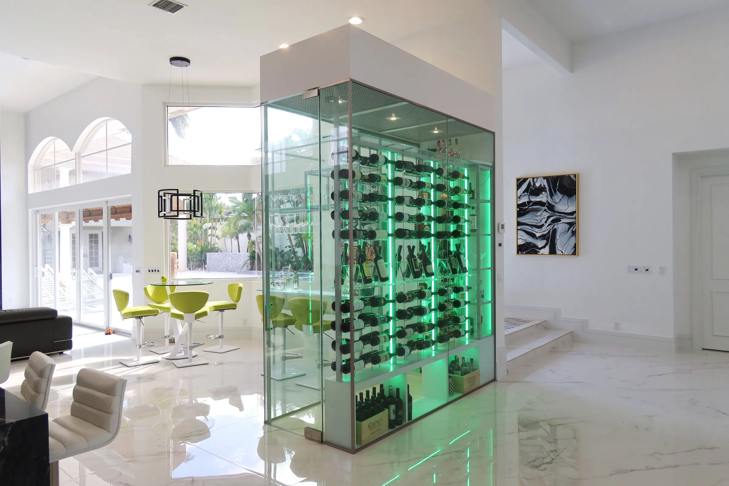 Custom wine cellar Palm Beach Gardens Florida - Vintageisle, elegant wine collection display, premium craftsmanship