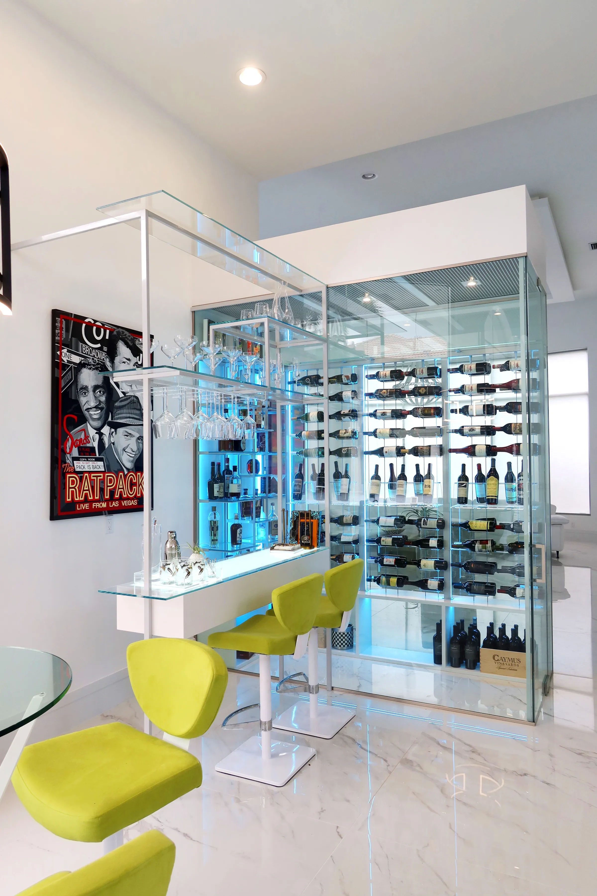 Custom wine cellar Palm Beach Gardens Florida - Vintageisle, bottle close-up display, 2020 luxury build